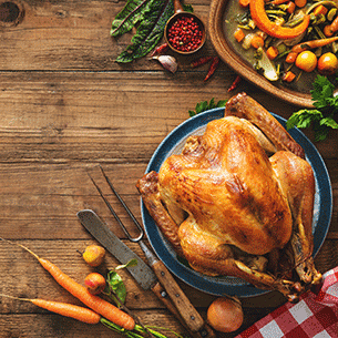 Thanksgiving day menu: Turkey with stuffing