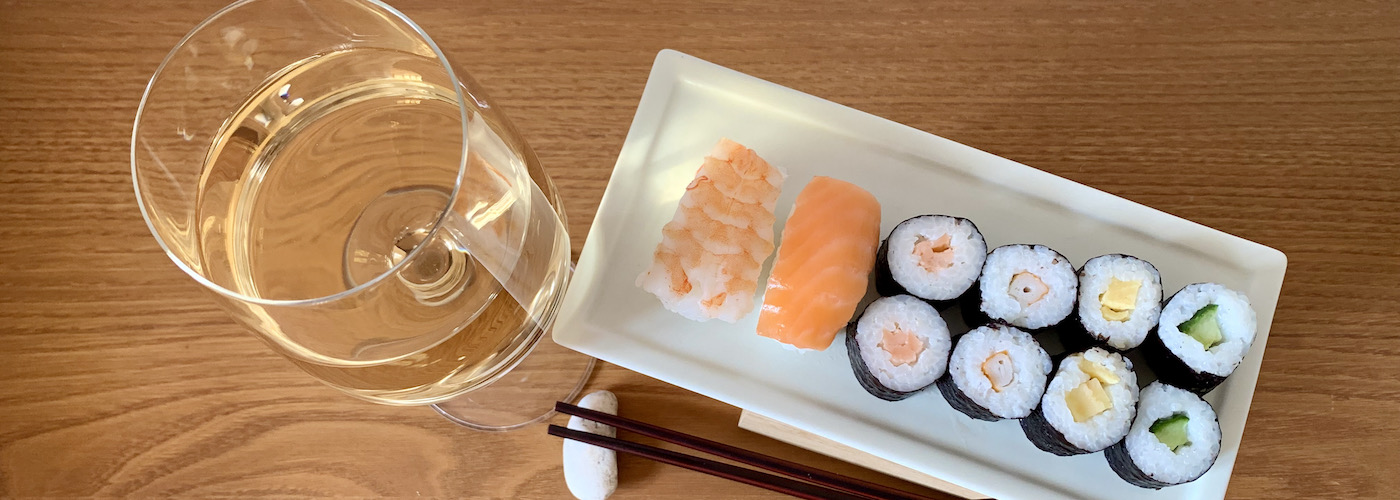 Sushi with wine