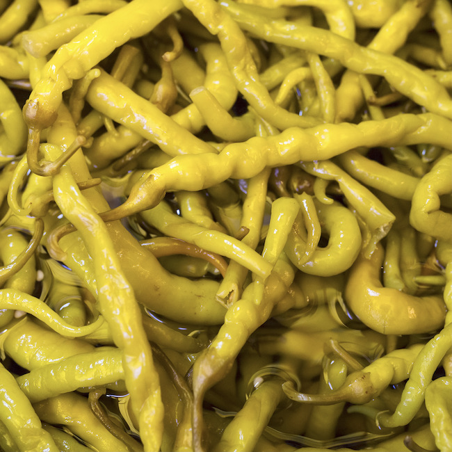 Pickled green pepperoni pepper