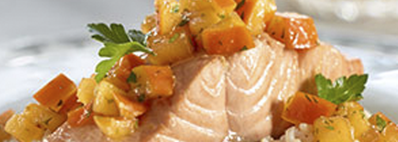 Poached Salmon with Persimon® Lime Salsa - IMG
