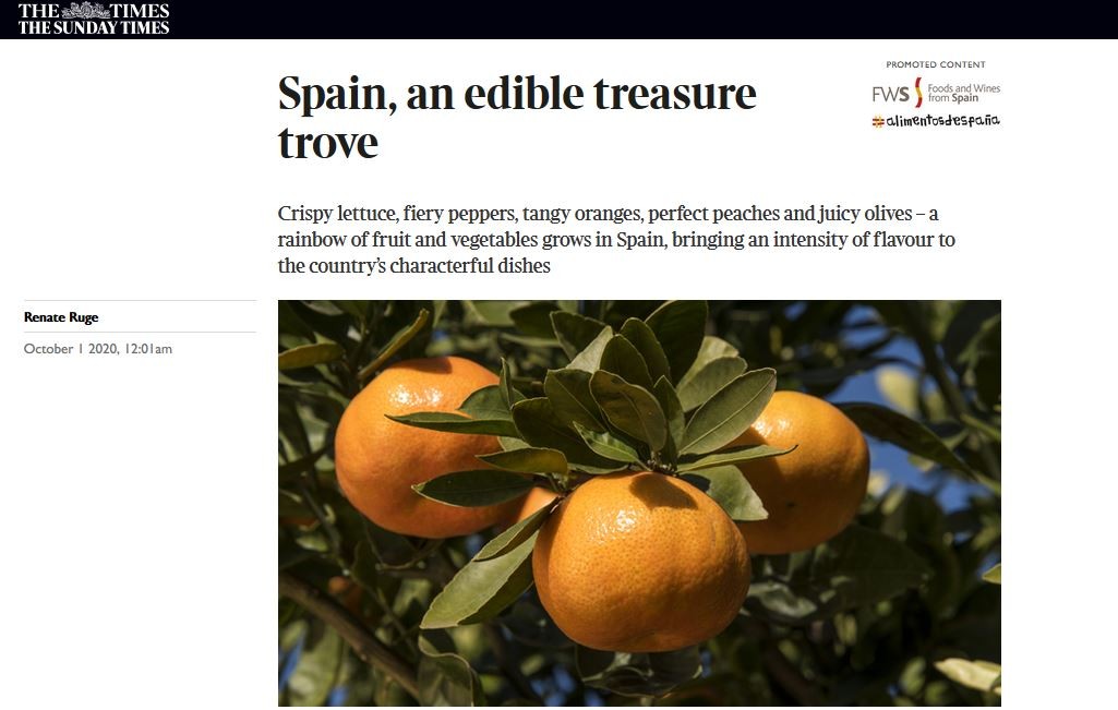 THE TIMES - SPAIN, AN EDIBLE TREASURE TROVE