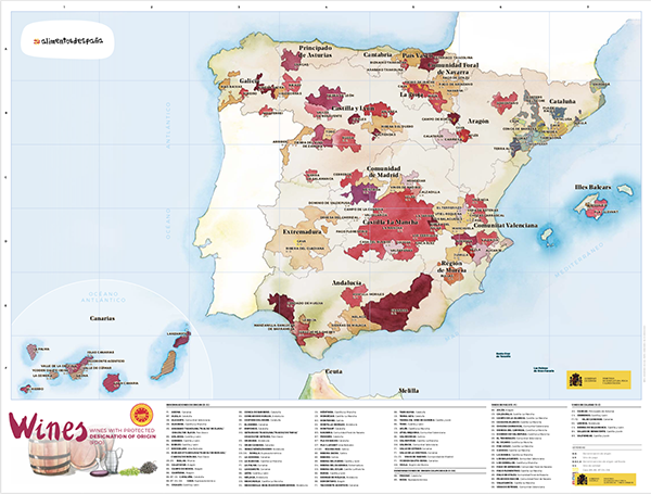 Spanish wine map