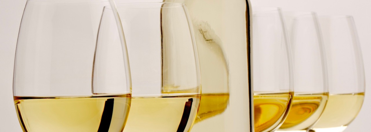 White wine bottles and glasses ( Designation of Origin Rueda)