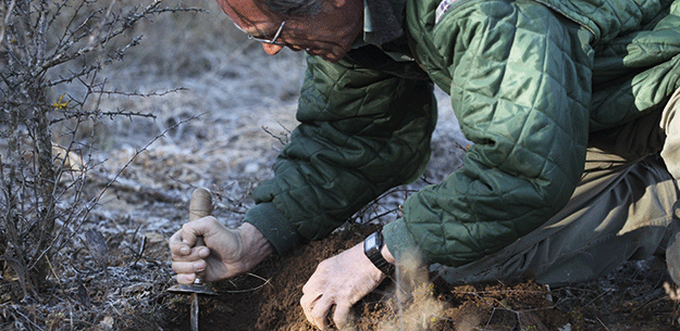 Truffle farmer in the mountains of Aragon. Photo by Juan Barbacil