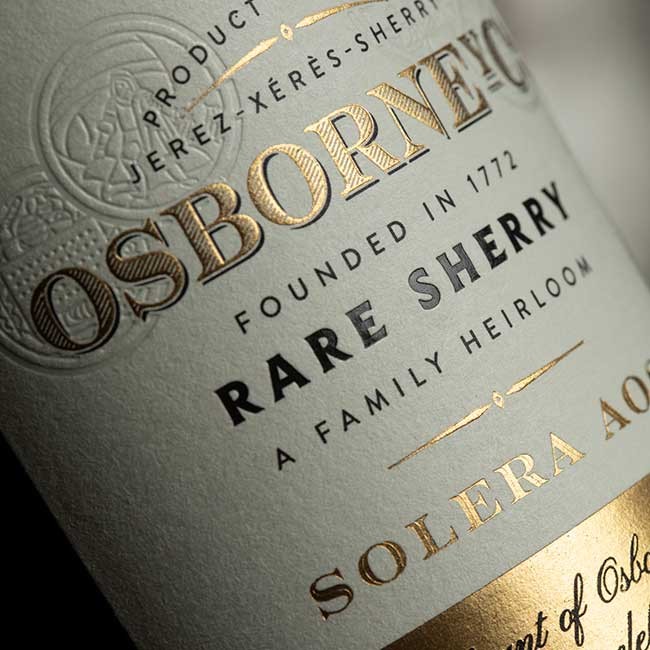 Amontillado RARE Solera AOS Sherry by Osborne winery.