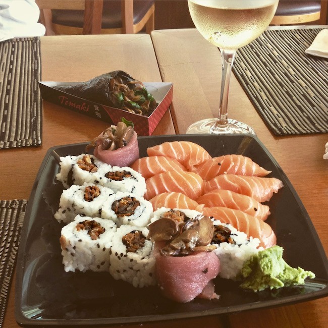 Japanese food with wine