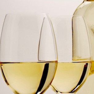 White wine bottles and glasses ( Designation of Origin Rueda)